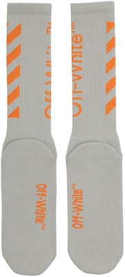 Off-White Diag Mid Socks Light Grey/Orange Order Off-White Diag Mid Socks Light Grey/Orange