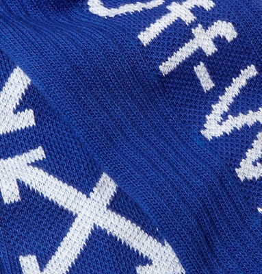 Off-White Glittered Logo Intarsia Stretch Socks (SS19) Blue/White Lookbook Off-White Glittered Logo Intarsia Stretch Socks (SS19) Blue/White