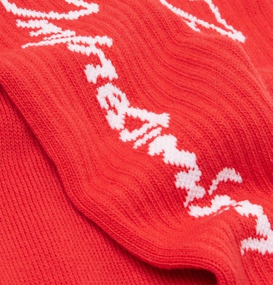 Off-White Impressionism' Logo Intarsia Stretch Socks (SS19) Red/White Lookbook Off-White Impressionism' Logo Intarsia Stretch Socks (SS19) Red/White