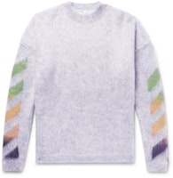 Off-White Oversized Diag Brushed Mohair Knit Sweater Melange Grey/Multicolor Off-White Oversized Diag Brushed Mohair Knit Sweater Melange Grey/Multicolor