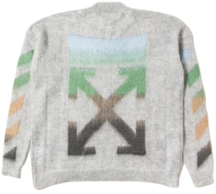 Off-White Oversized Diag Brushed Mohair Knit Sweater Melange Grey/Multicolor Order Off-White Oversized Diag Brushed Mohair Knit Sweater Melange Grey/Multicolor