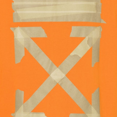 Off-White Tape Diag Arrows Hoodie Orange/Beige Lookbook Off-White Tape Diag Arrows Hoodie Orange/Beige