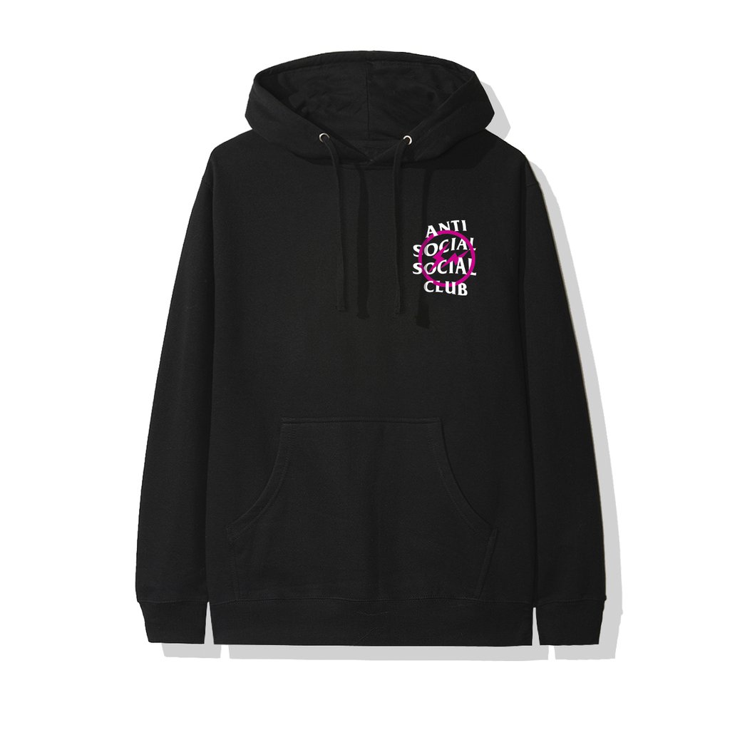 Anti Social Social Club x fragment Pink Bolt Hoodie FW19 Black