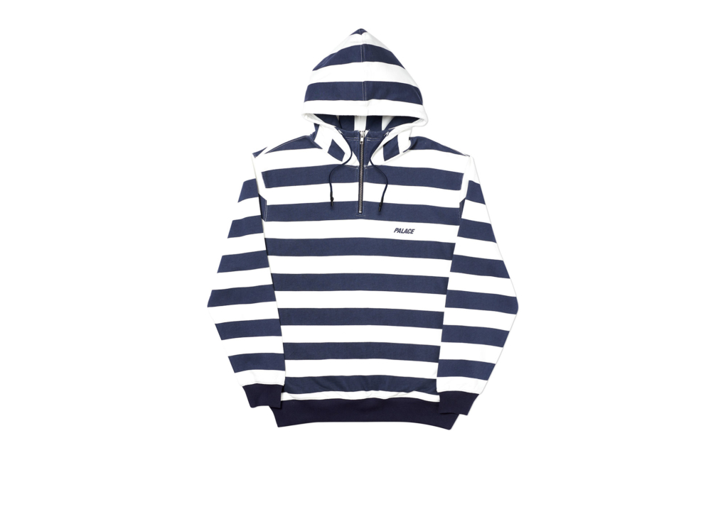 Palace Tri‑Stripe‑Zip Hood White/Navy - Novelship