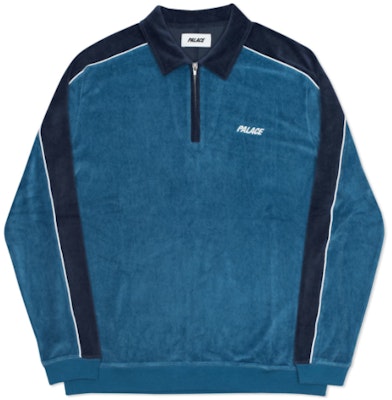Palace Velour Half Zip Grey/Black Buy Palace Velour Half Zip Grey/Black