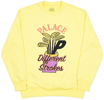 Palace Dif Strokes Crew Light Yellow Buy Palace Dif Strokes Crew Light Yellow