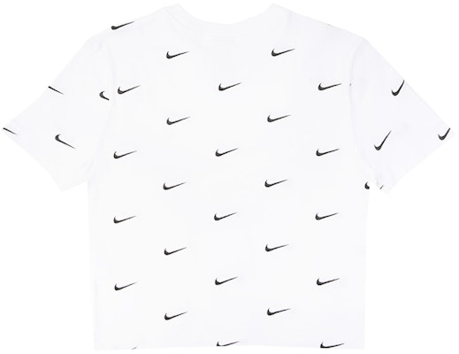 Nike All Over Swoosh Logo Cropped T-Shirt White Order Nike All Over Swoosh Logo Cropped T-Shirt White