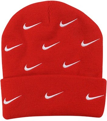 Nike All Over Swoosh Logo Cuffed Beanie Red Order Nike All Over Swoosh Logo Cuffed Beanie Red