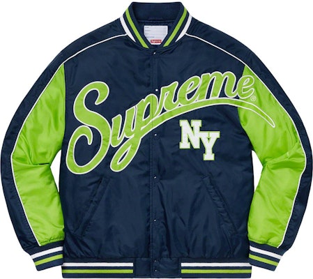 Supreme Contrast Script Varsity Jacket Navy Jaket Varsiti Biru Tua Buy Supreme Contrast Script Varsity Jacket Navy Jaket Varsiti Biru Tua