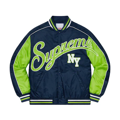 Supreme Contrast Script Varsity Jacket Navy