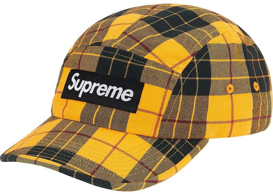 supreme-washed-chino-twill-camp-cap-fw-20-yellow-tartan