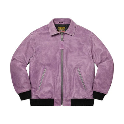 Supreme Vanson Leathers Worn Leather Jacket Dark Purple