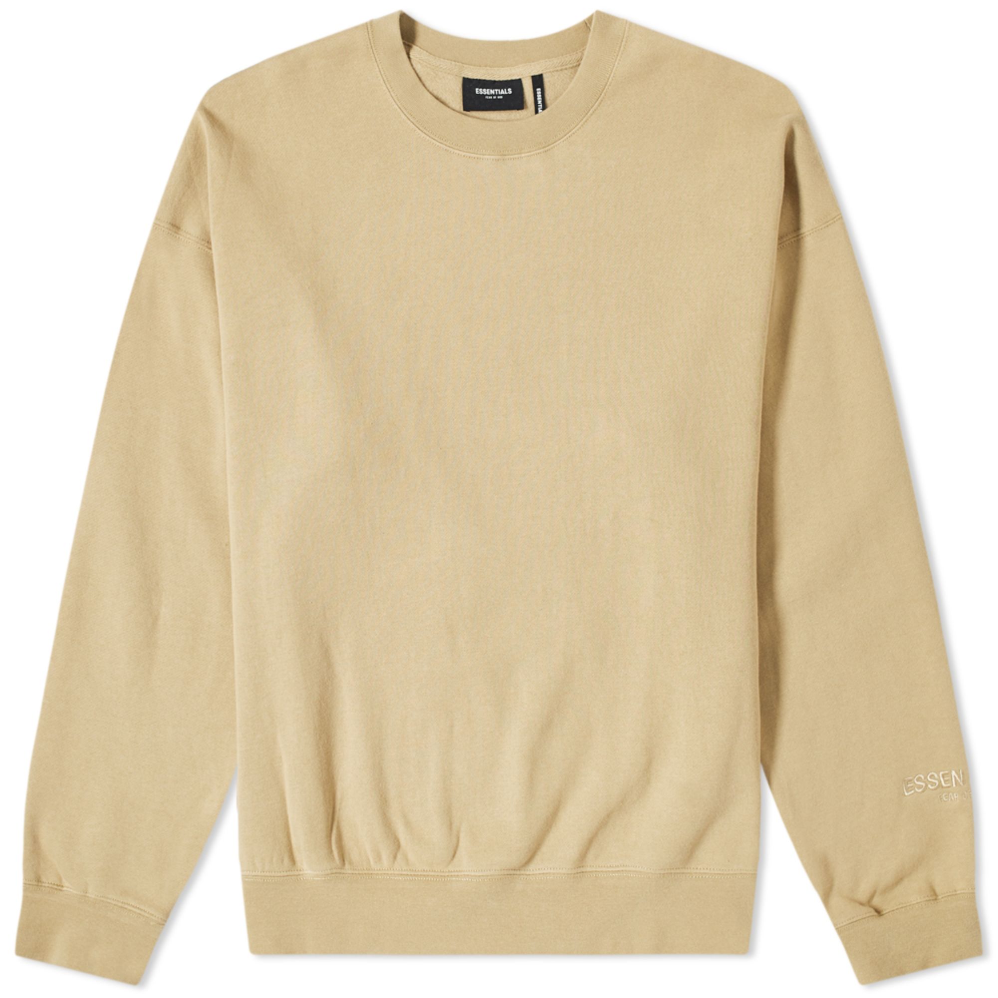 Fear of God ESSENTIALS Reflective Logo Crewneck Beige