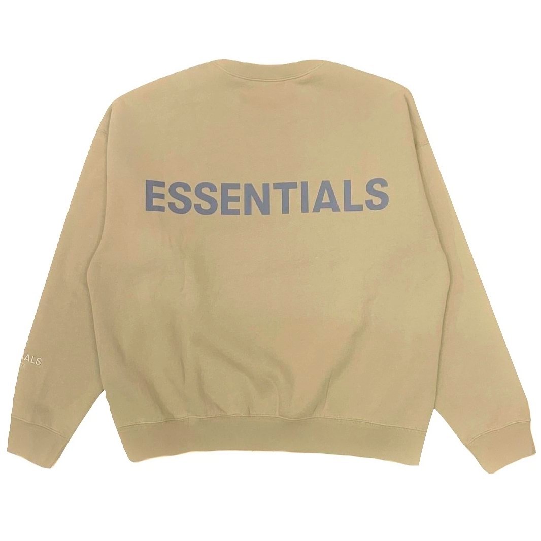 Fear of God ESSENTIALS Reflective Logo Crewneck Beige - Novelship