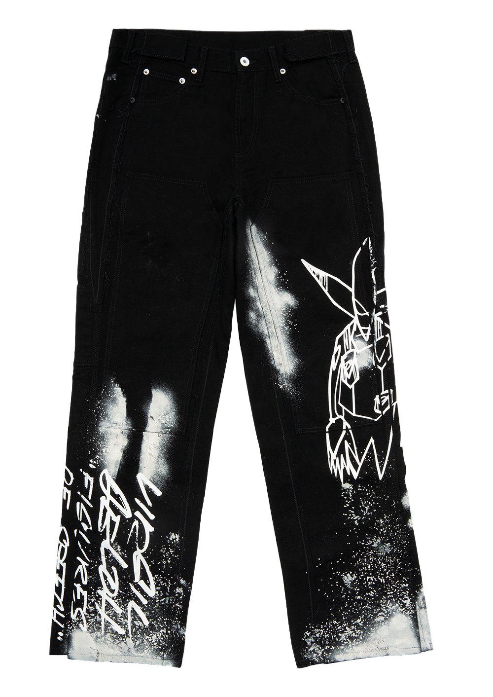 Off‑White x Futura Washed Carpenter Denim Pants Black/Multicolor