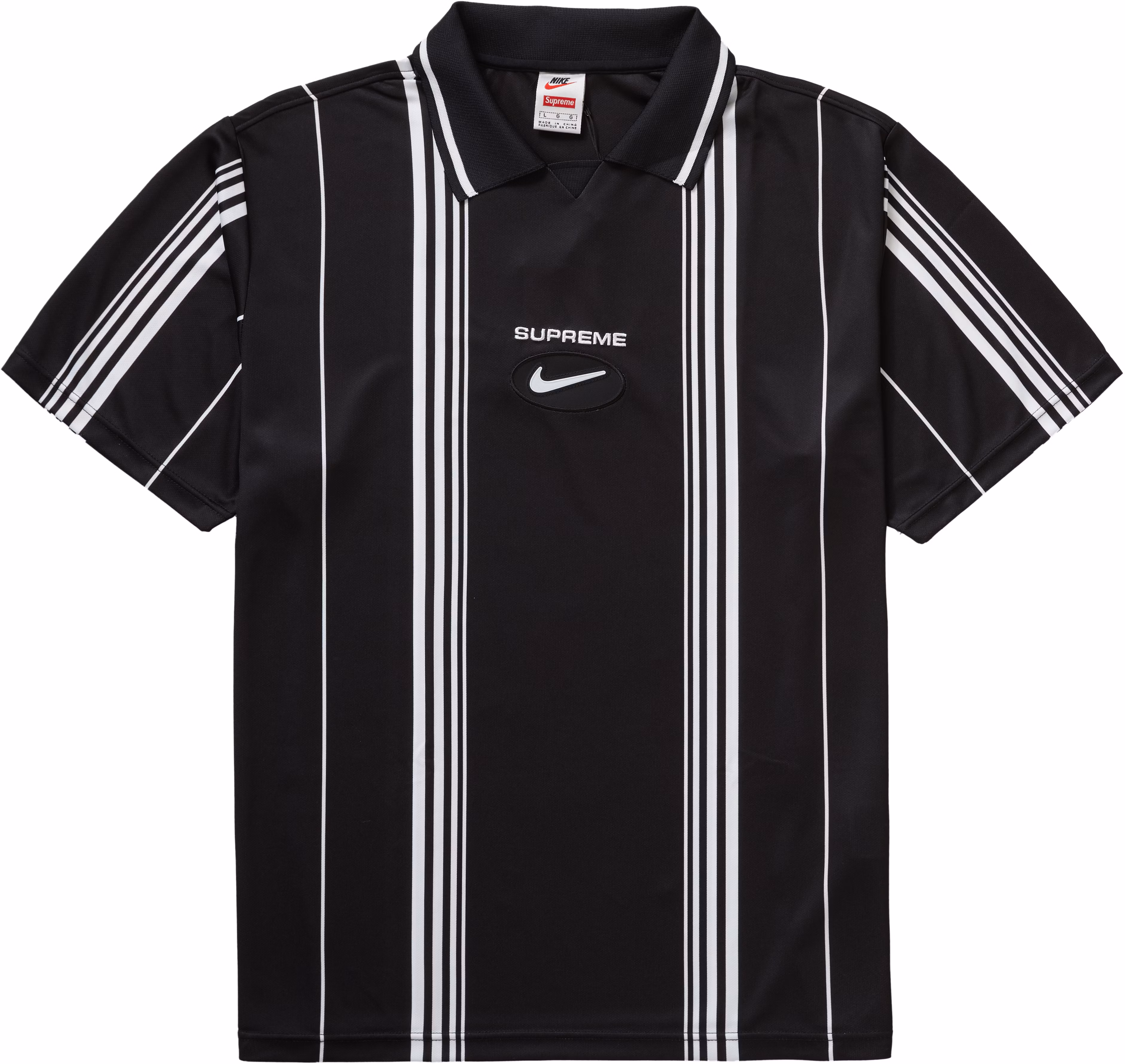 Supreme x Nike Jewel Stripe Soccer Jersey Black - Novelship