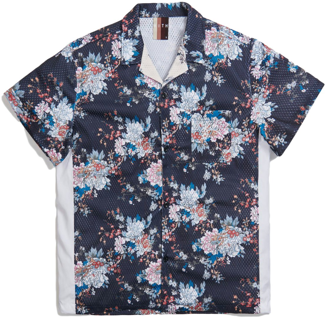 KITH Floral Panel Camp Shirt Navy/Multi - Novelship