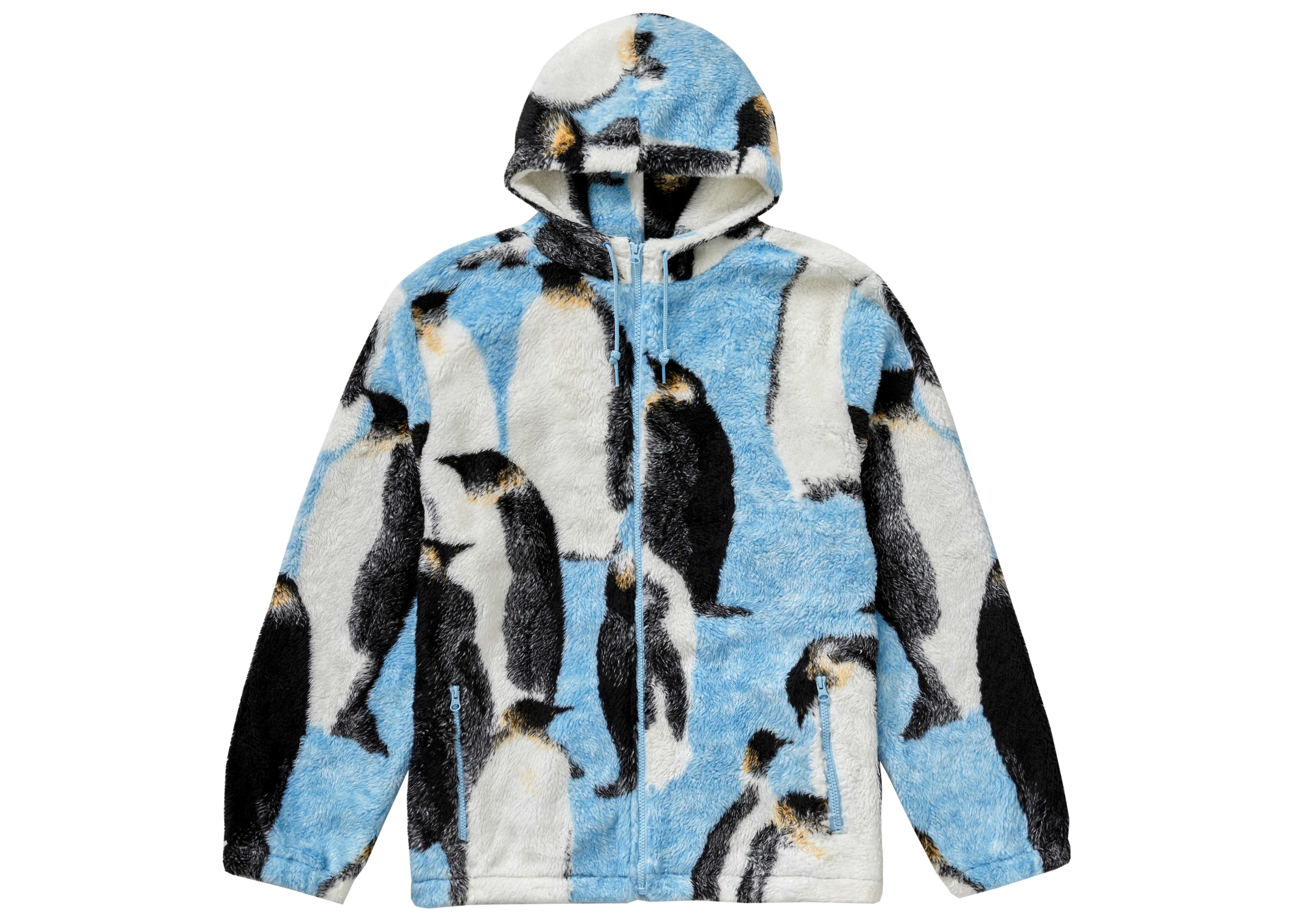 Supreme Penguins Hooded Fleece Jacket Blue - Novelship