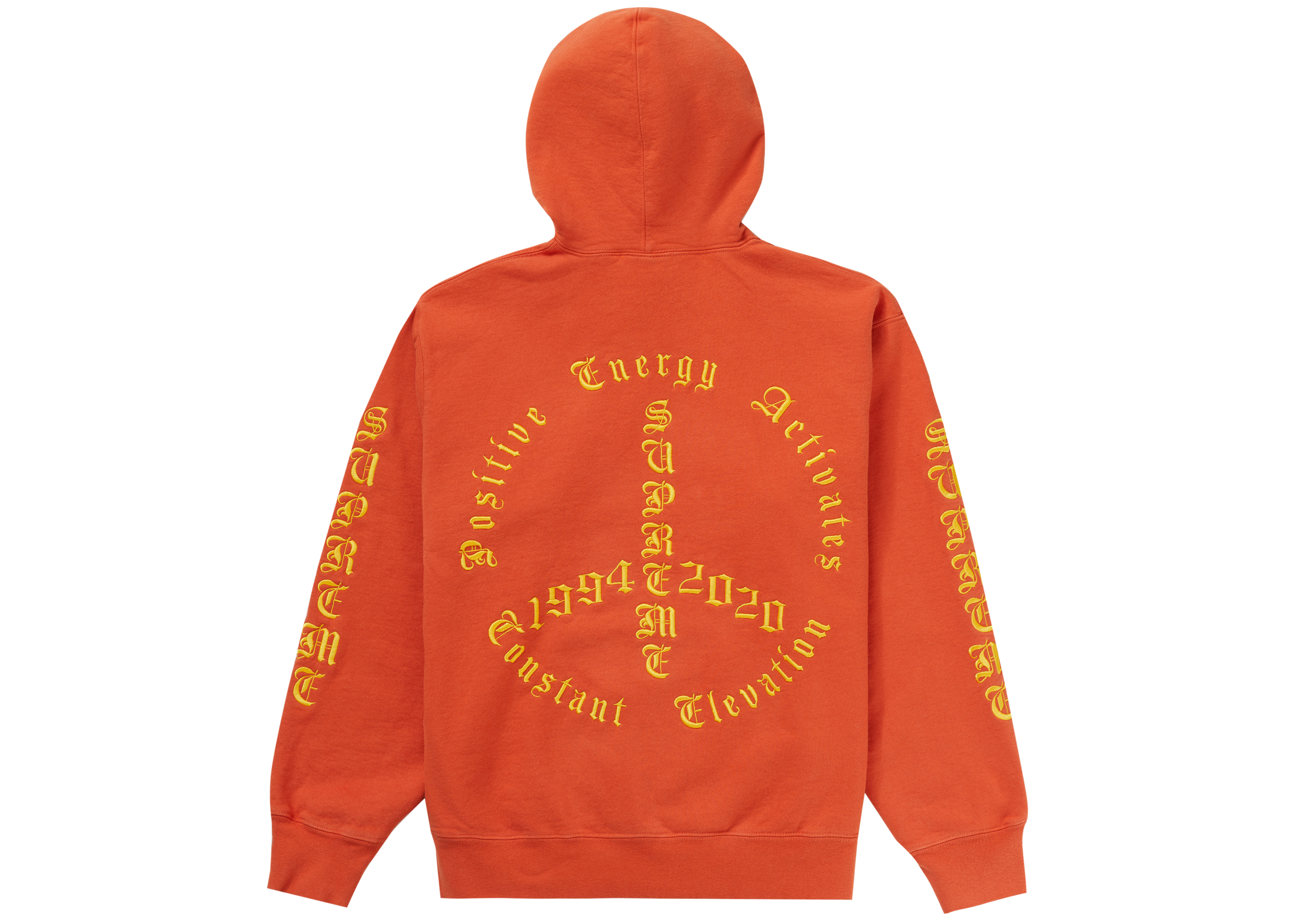 Supreme Peace Hooded Sweatshirt Burnt Orange - Novelship