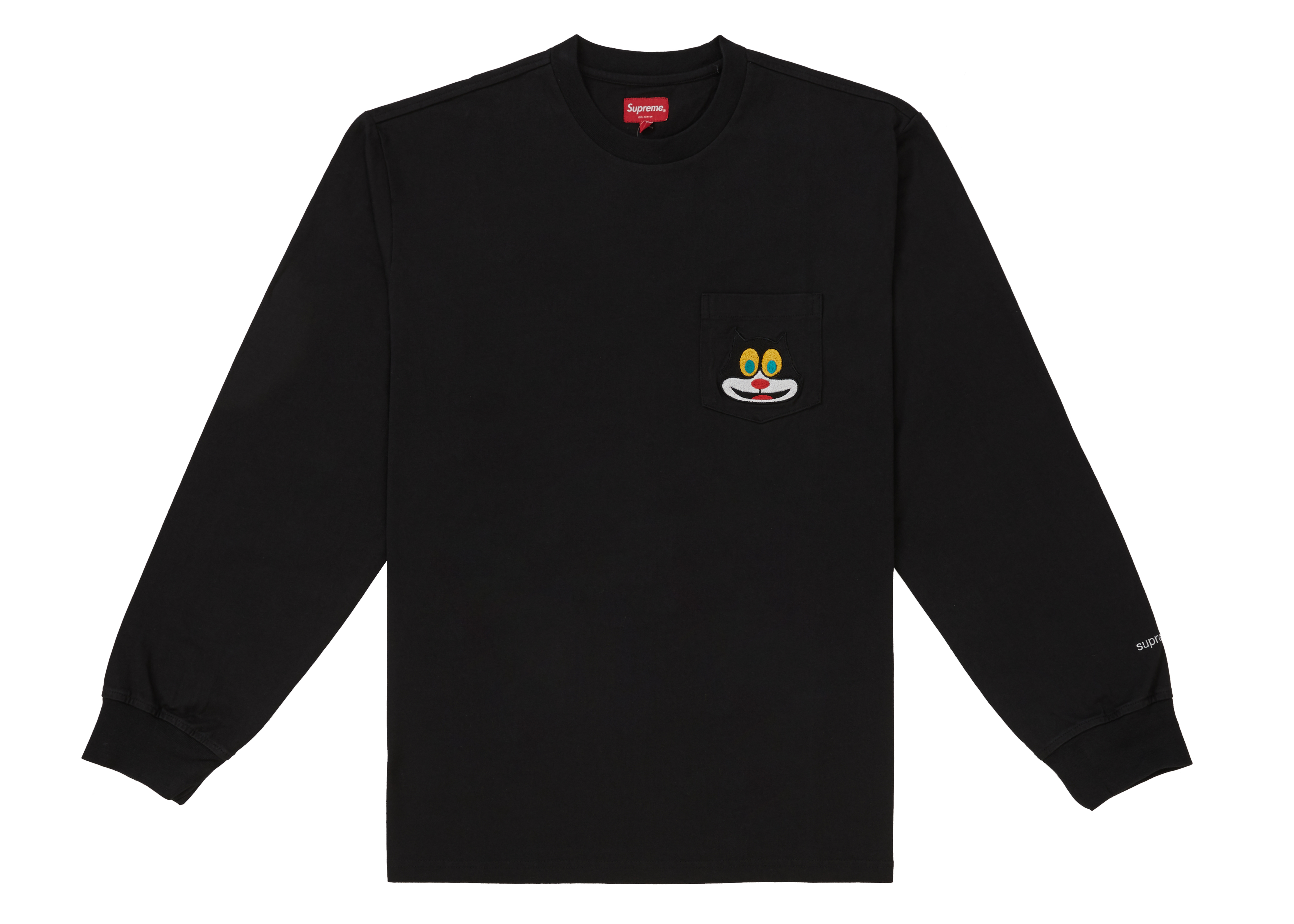 Supreme Cat L/S Pocket Tee Black - Novelship