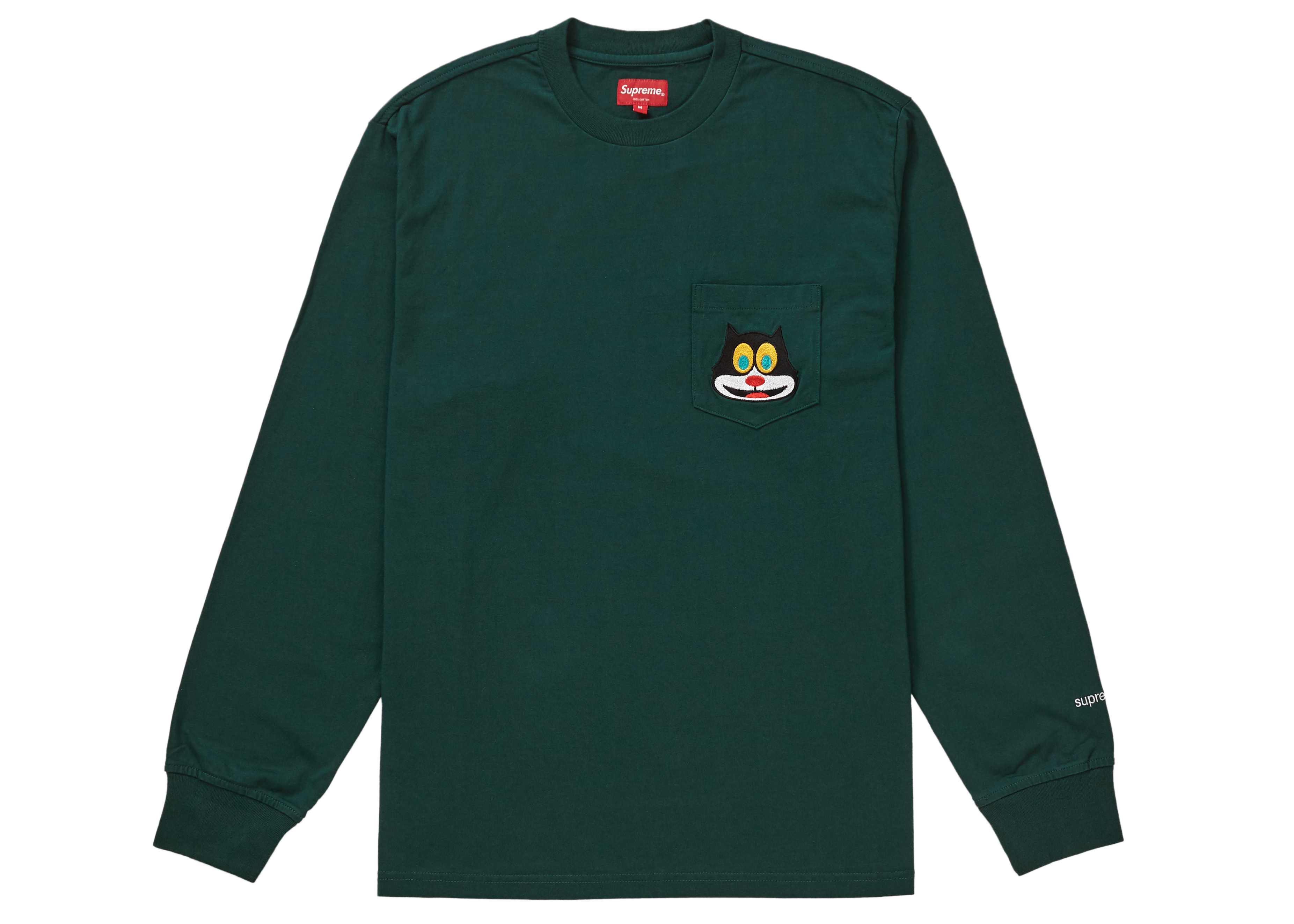 Supreme Cat L/S Pocket Tee Dark Green - Novelship