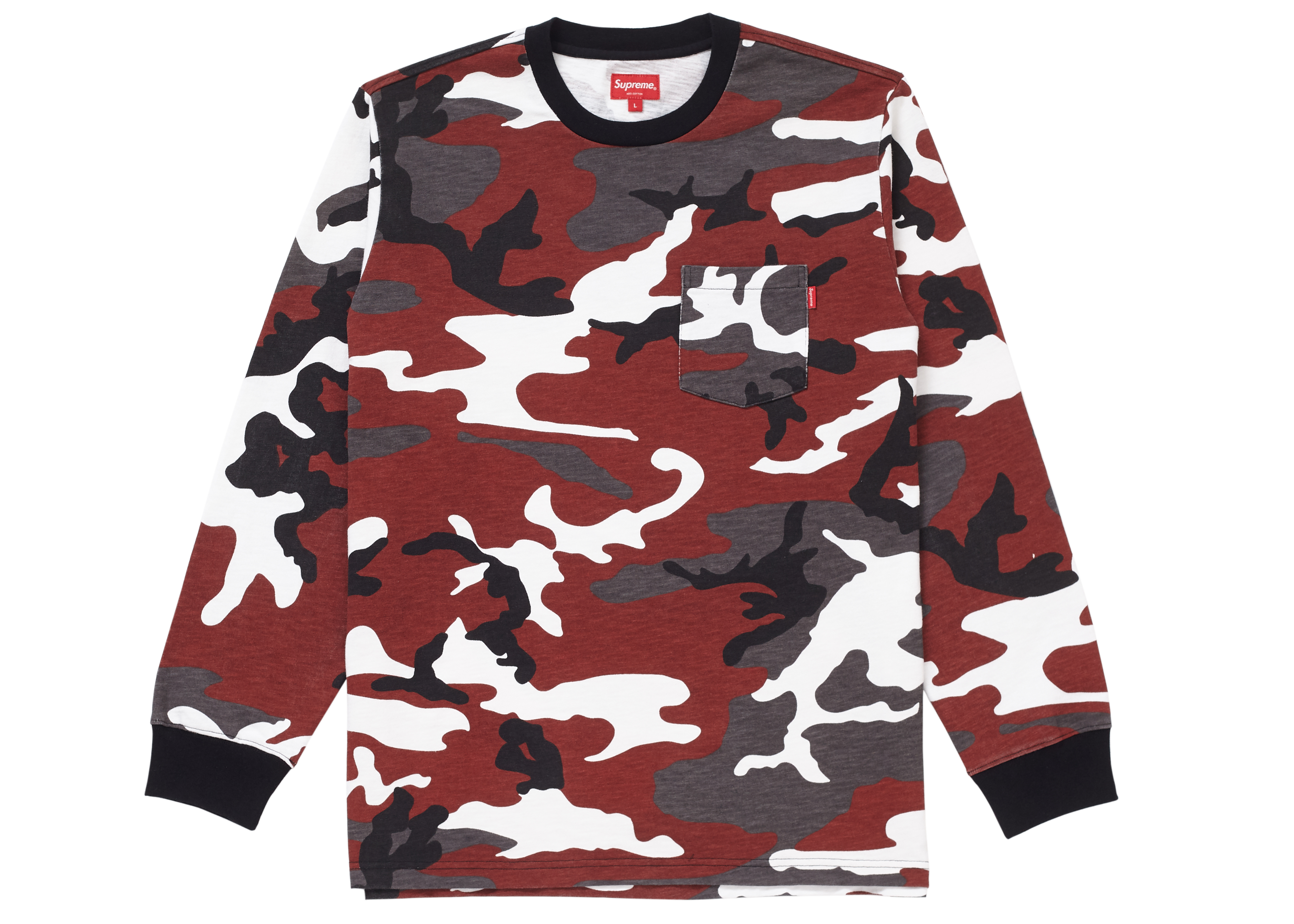 Supreme L/S Pocket Tee (FW18) Red Camo - Novelship