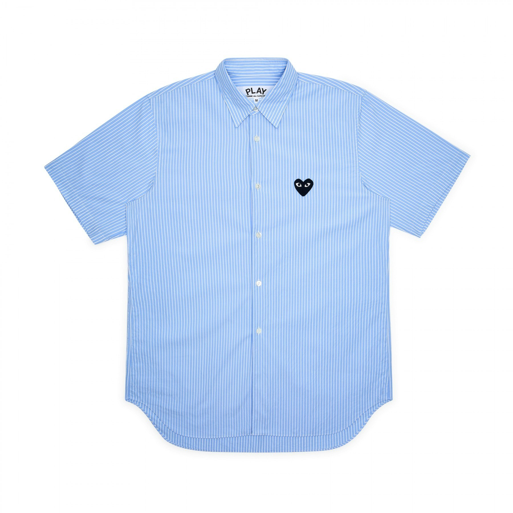 comme-des-garcons-play-blue-stripes-short-sleeve-shirt-kemaja-lengan-pendek
