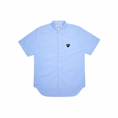 CDG Play Blue Stripes Short Sleeve Shirt (Kemaja Lengan Pendek)