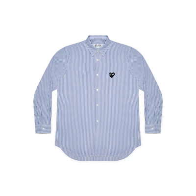 CDG Black Play Striped Panel Shirt (Men) KEMEJA