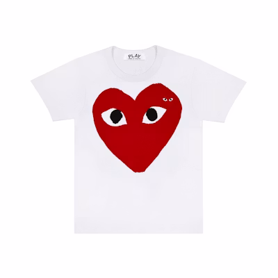 Comme des Garçons "Red Heart Print & Emblem" White T-shirt Women