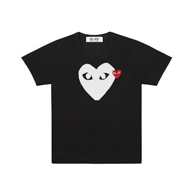 CDG White Heart Red Emblem T-shirt 'Black'