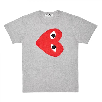 Comme des Garçons RED PRINT HEART GREY T-shirt Women Buy Comme des Garçons RED PRINT HEART GREY T-shirt Women