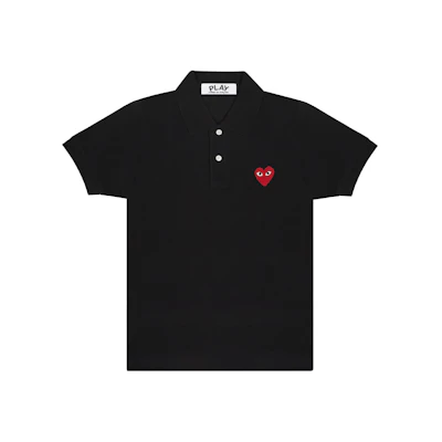 CDG Play Little Red Heart Polo Shirt (Black)