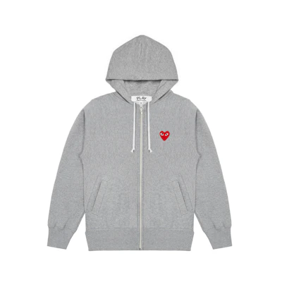 CDG Play Hooded Sweatshirt with 5 Hearts (Grey)