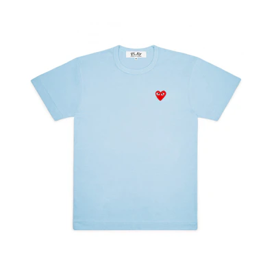 CDG Play Bright Red Heart T-Shirt (Blue)