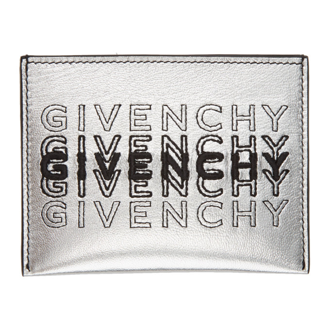 Givenchy Silver Embroidered Logo 3CC Card Holder