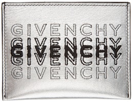Givenchy Silver Embroidered Logo 3CC Card Holder Givenchy Silver Embroidered Logo 3CC Card Holder