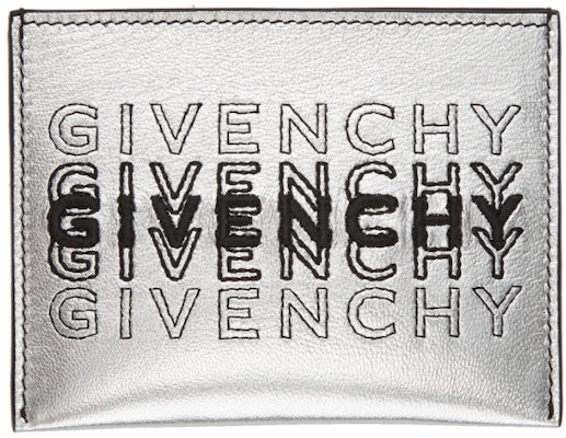 Givenchy Silver Embroidered Logo 3CC Card Holder Buy Givenchy Silver Embroidered Logo 3CC Card Holder