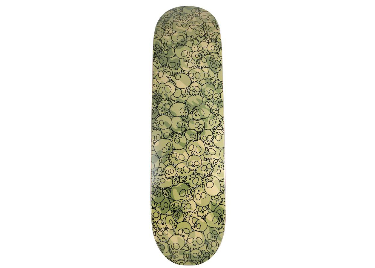 Takashi Murakami Skulls Skateboard Deck Camo Light Green - Novelship