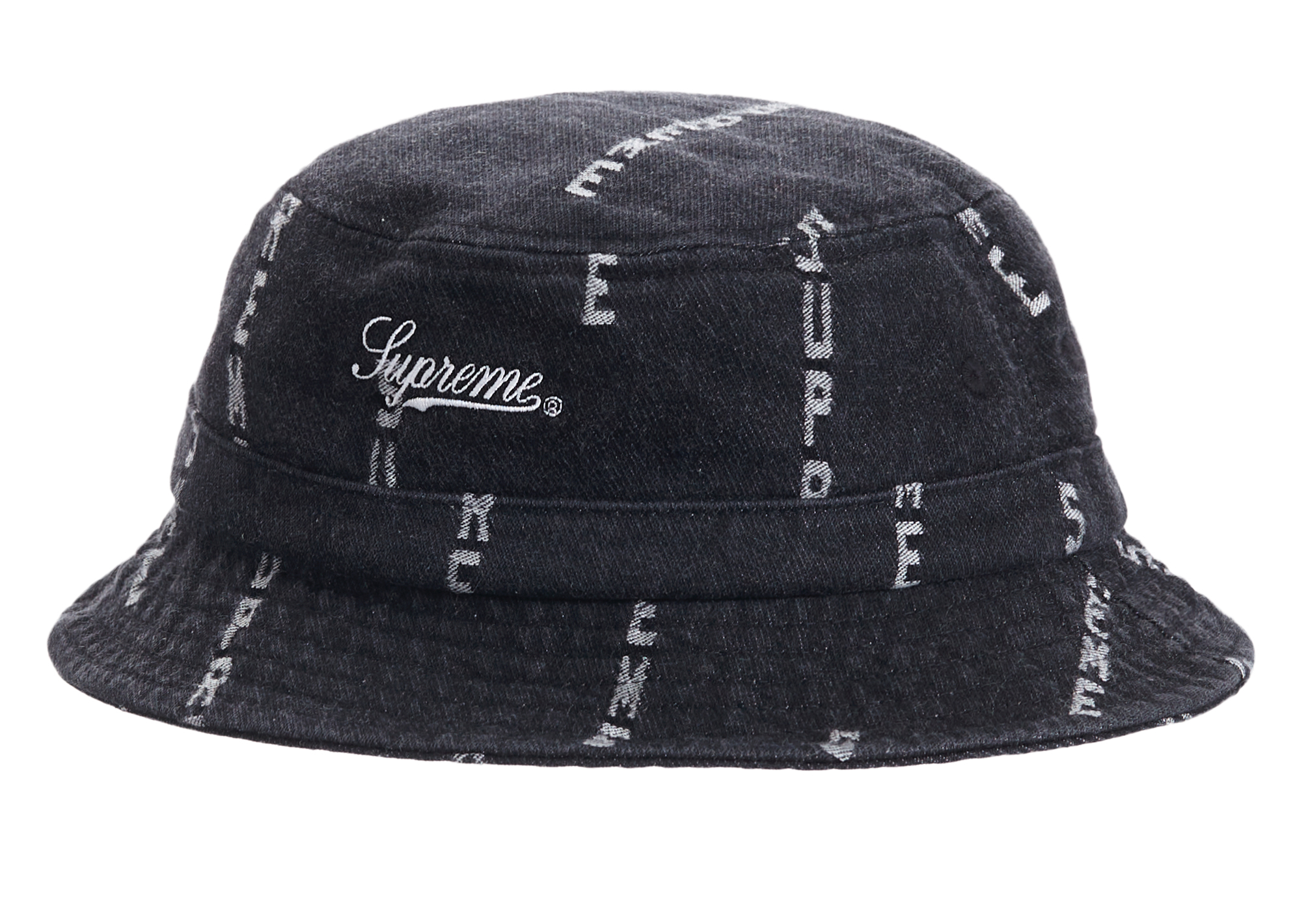 Supreme Logo Stripe Jacquard Denim Crusher Black - Novelship