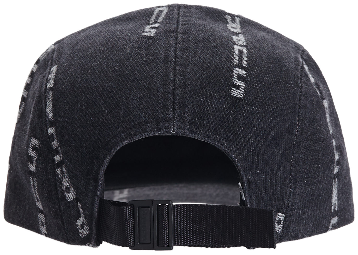 Supreme Logo Stripe Jacquard Denim Camp Cap Black