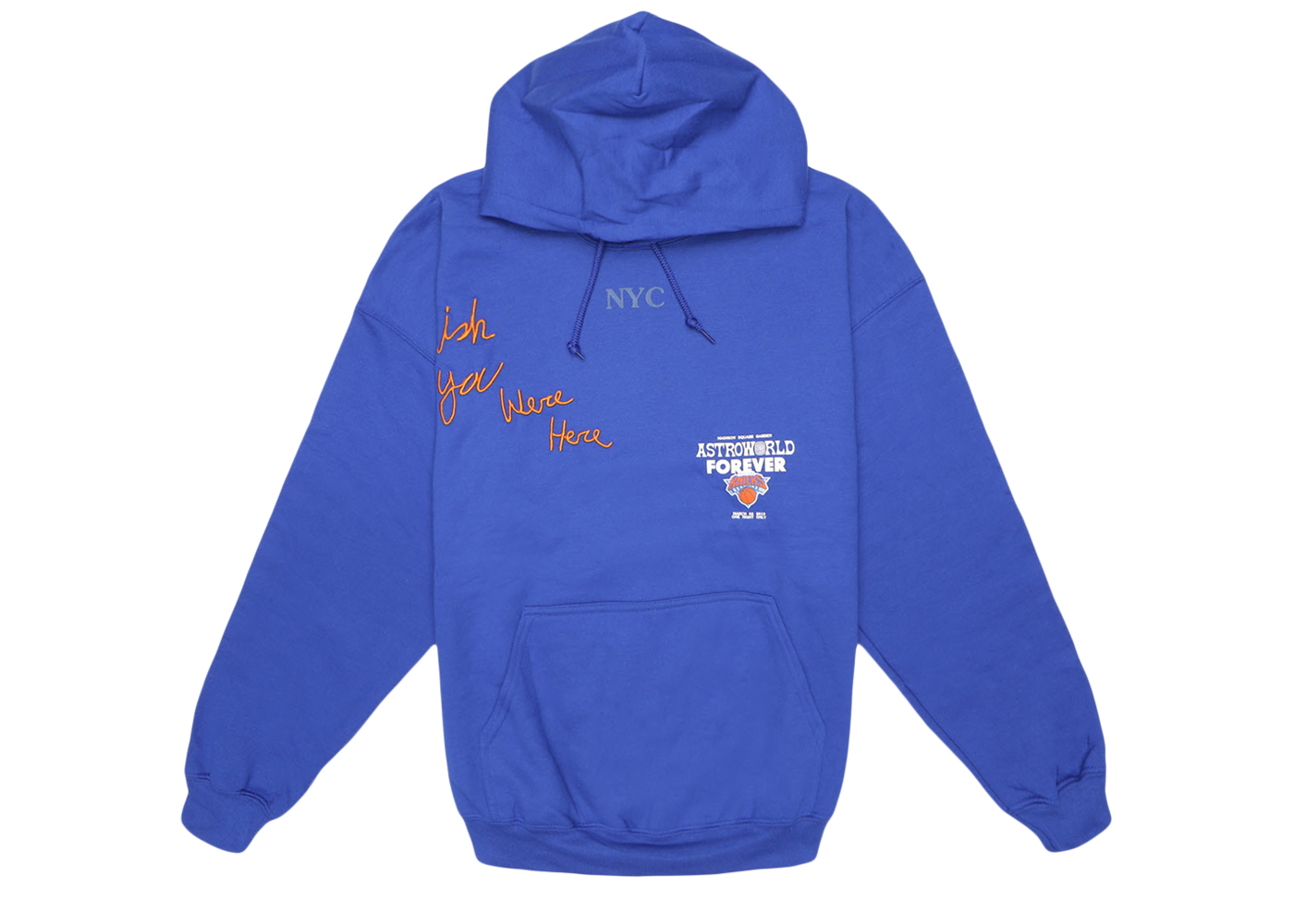 Travis Scott Astroworld MSG Knicks Hoodie Blue - Novelship