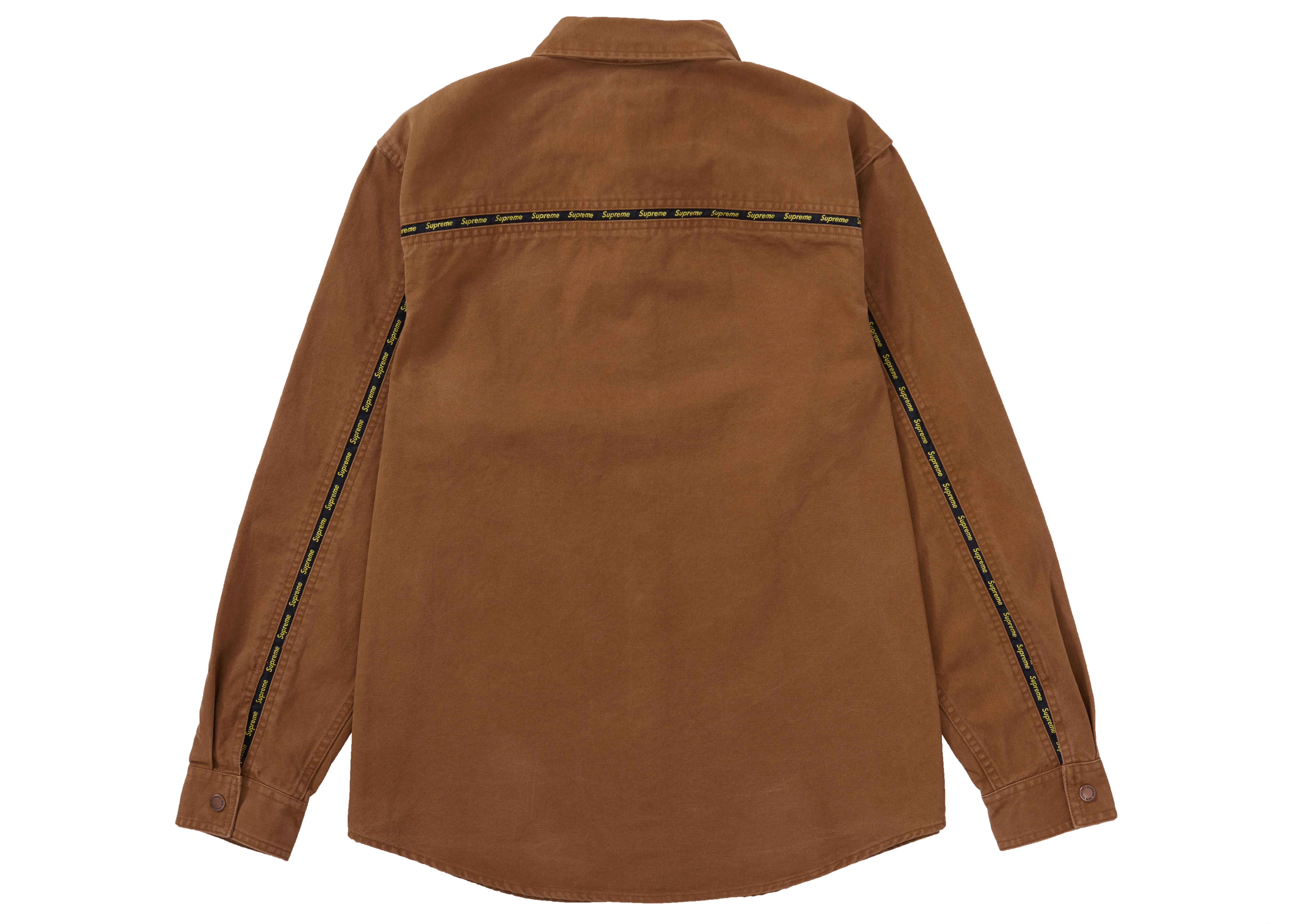 Supreme Logo Taping Work Shirt Brown - Novelship