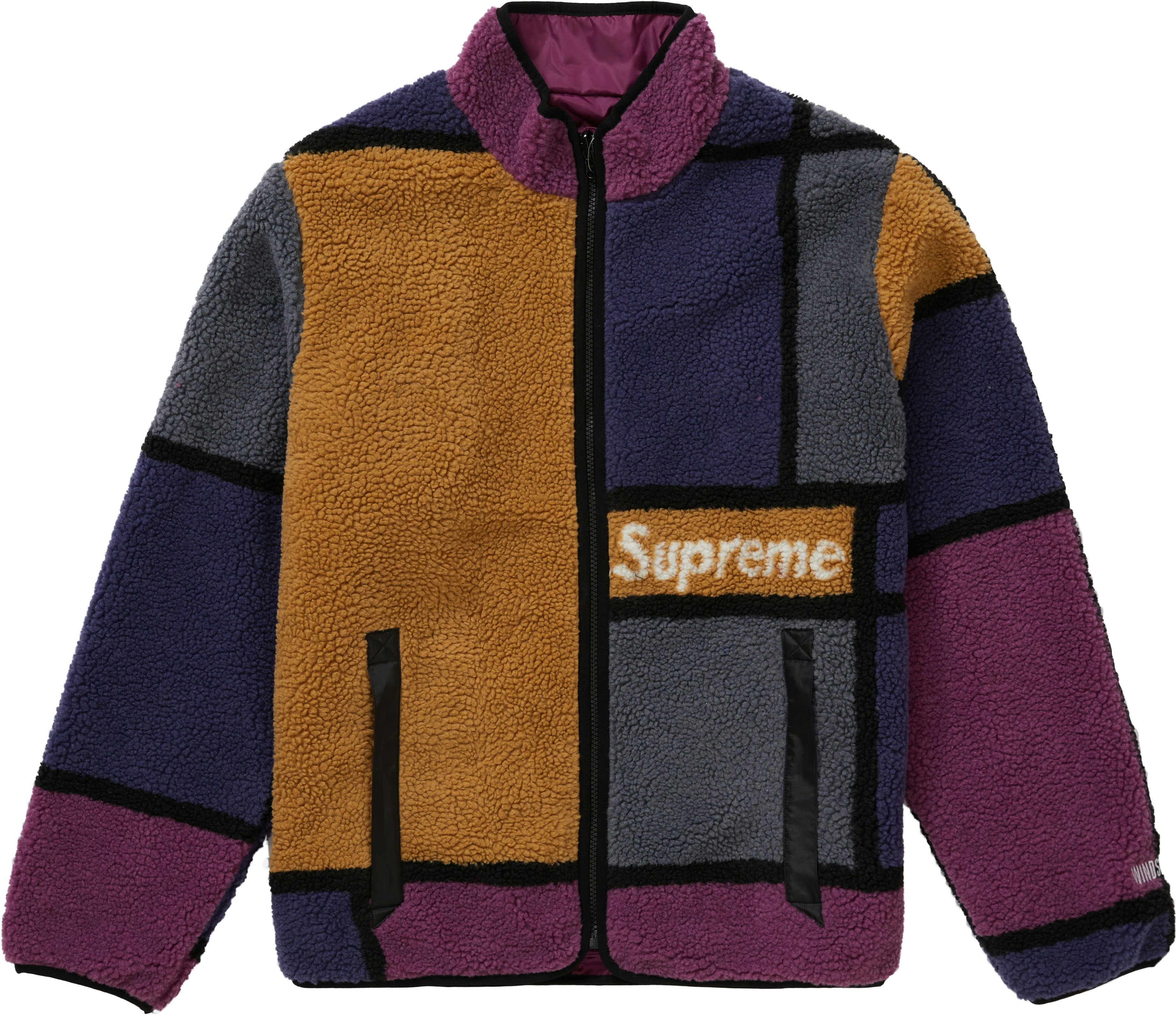 Supreme Reversible Colorblocked Fleece Jacket Purple - Novelship
