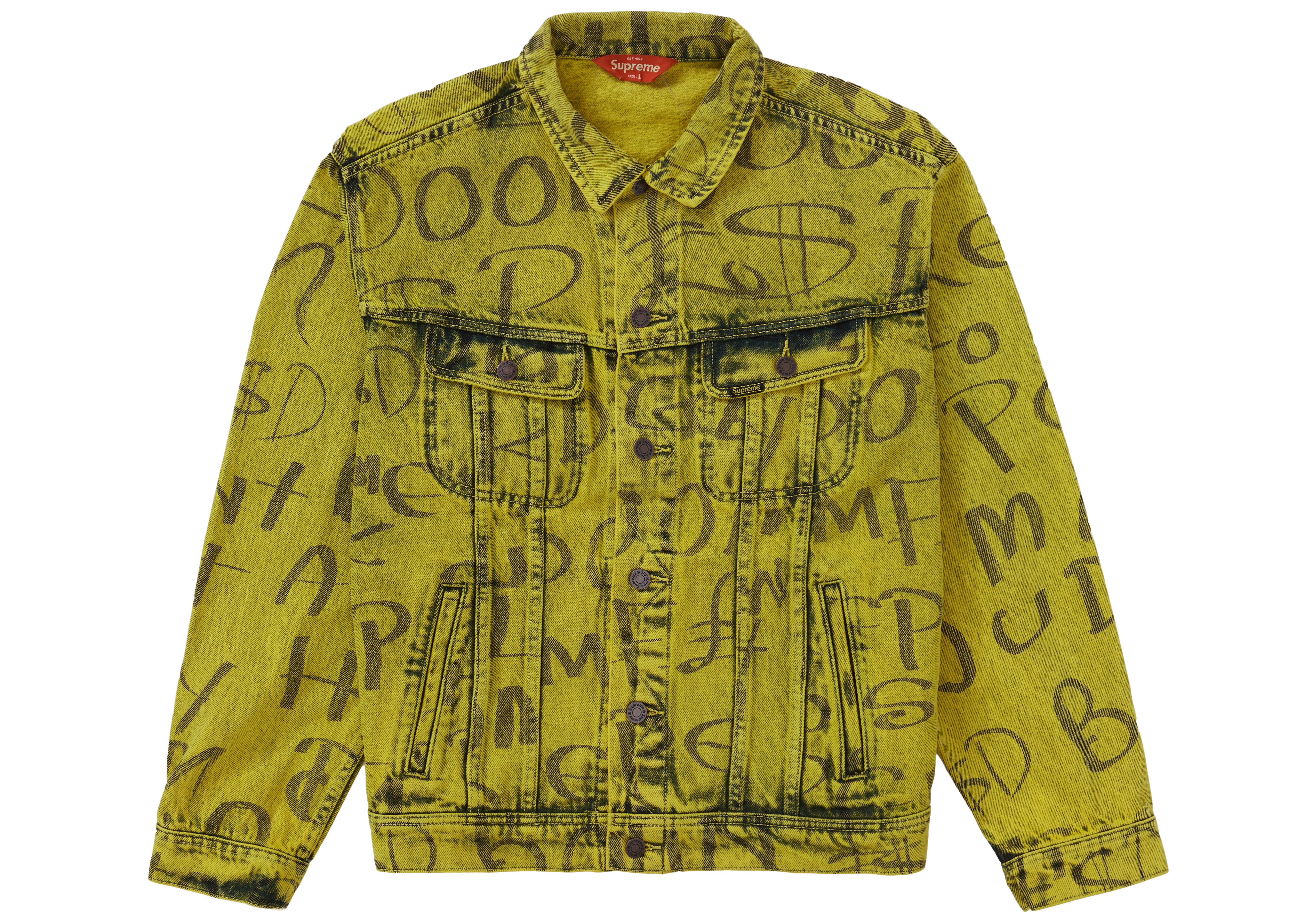 Supreme Black Ark Denim Trucker Jacket Fluorescent Yellow - Novelship