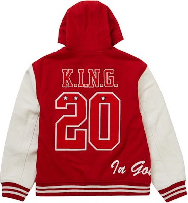 Supreme King Hooded Varsity Jacket Red Lookbook Supreme King Hooded Varsity Jacket Red