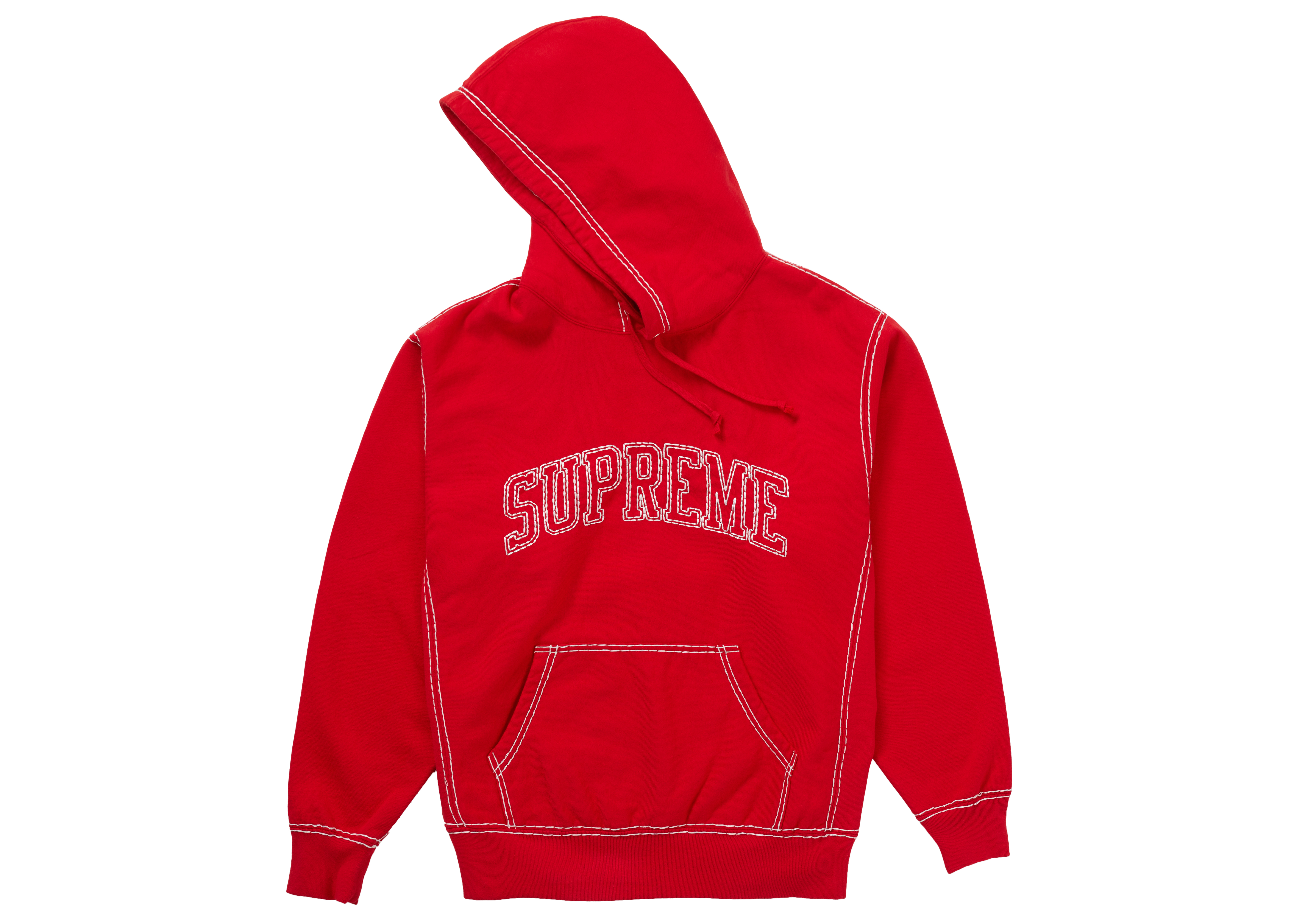 Supreme Big Stitch Hooded Sweatshirt Red - Novelship