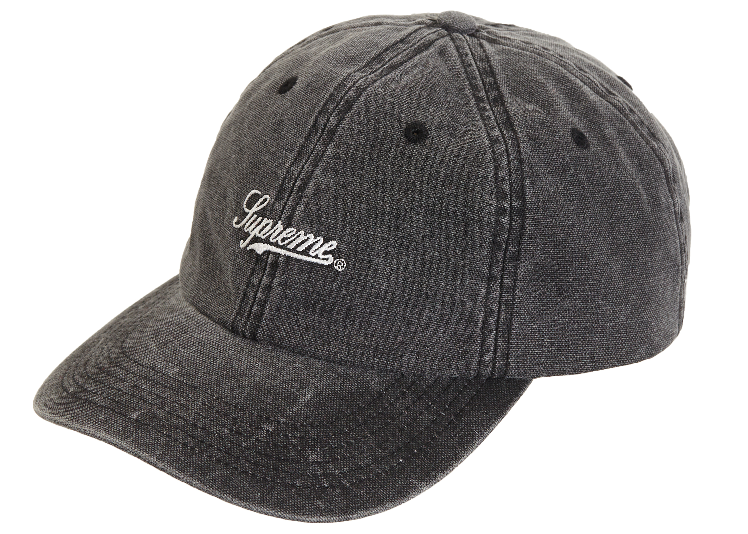 Supreme Pigment Print Script Logo 6‑Panel Black - Novelship