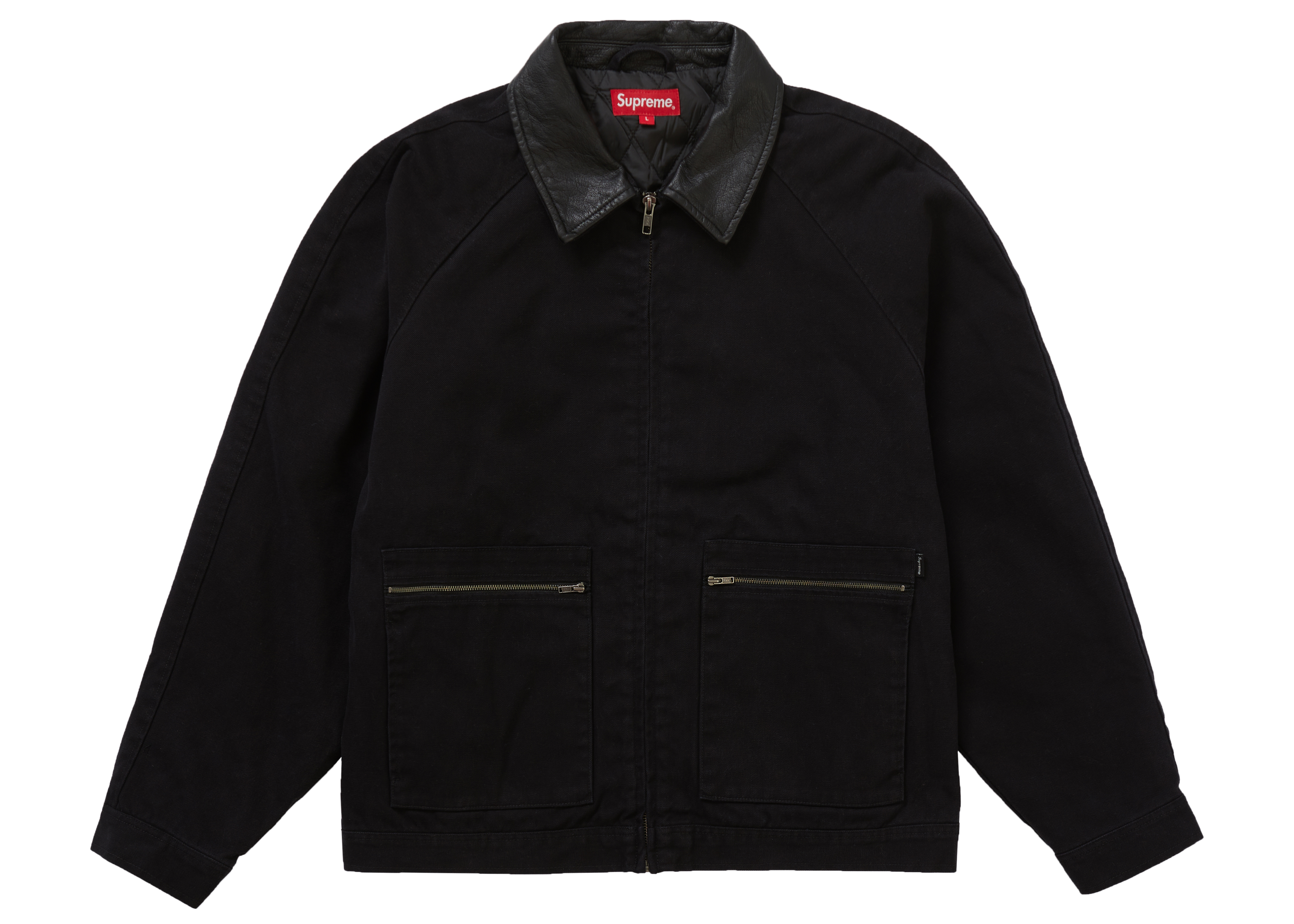 Supreme Leather Collar Work Jacket Black - Novelship