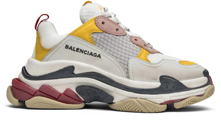 Women Balenciaga Triple S Trainer White Yellow 2018 517335 W09O